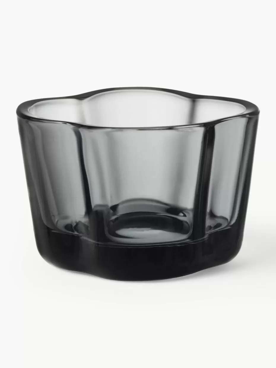 Teelichthalter-iittala Teelichthalter Alvar Aalto Dunkelgrau, transparent