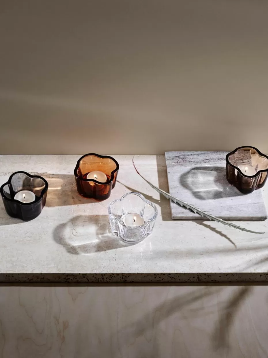 Teelichthalter-iittala Teelichthalter Alvar Aalto Dunkelgrau, transparent