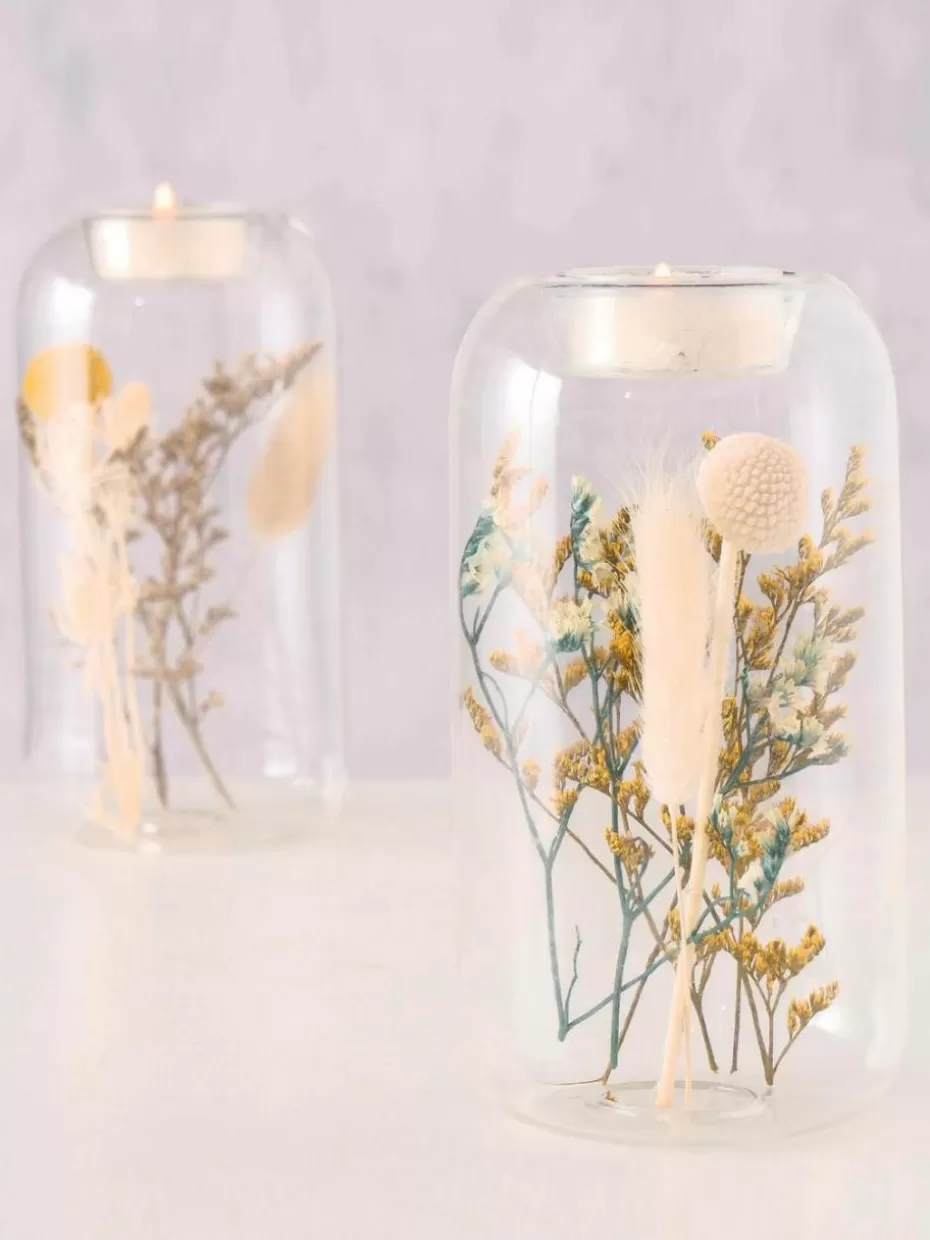 Teelichthalter-Westwing Teelichthalter Eleonora mit Trockenblumen, 2er-Set