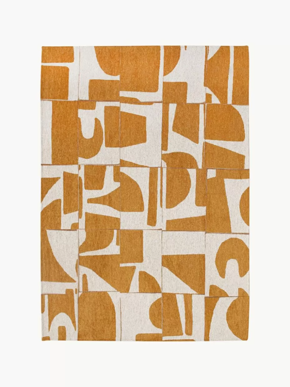 Rechteckige Teppiche-Louis de Poortere Teppich Campanula mit grafischem Muster Ocker, Cremeweiß