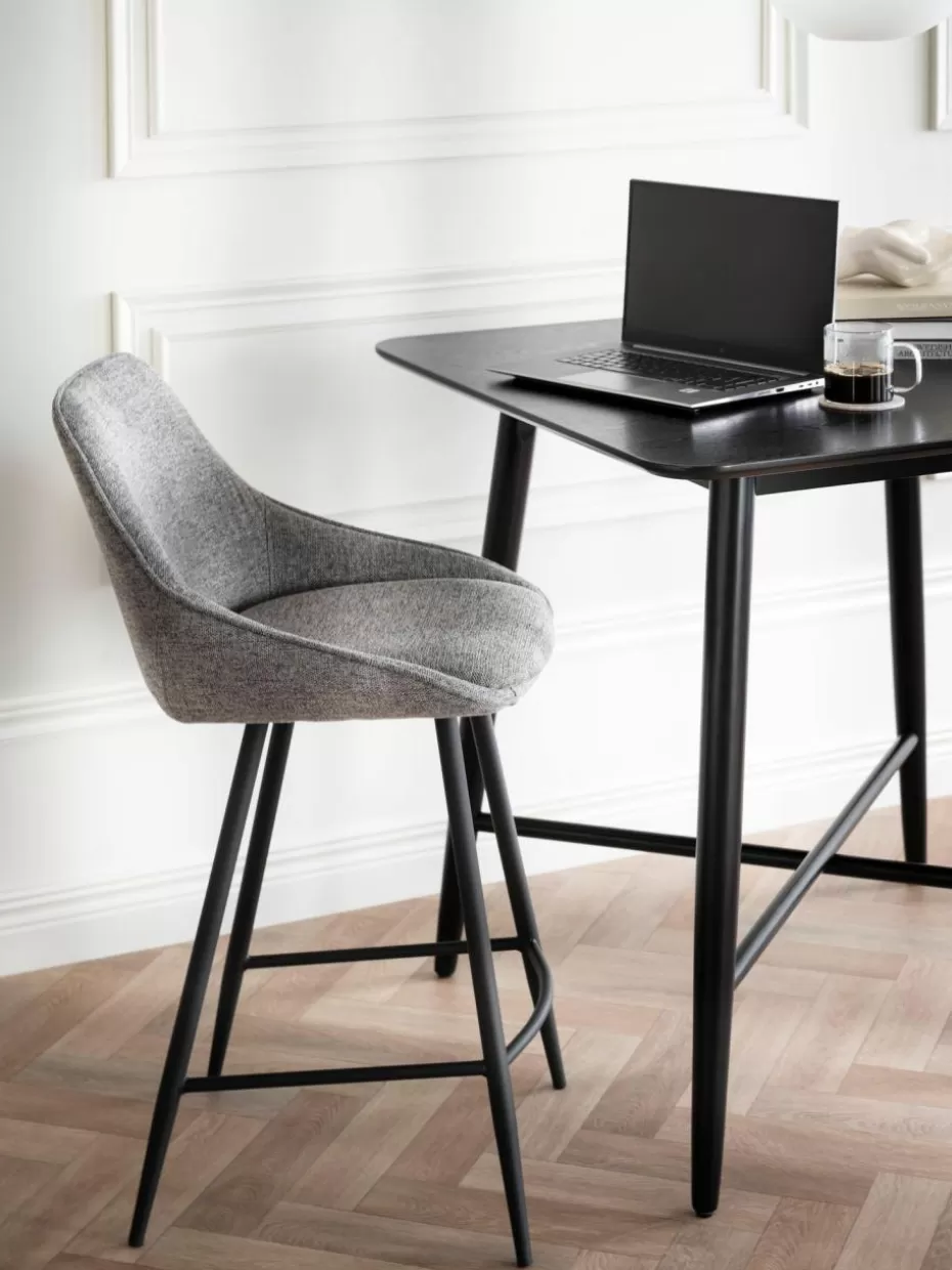 Barhocker-Rowico Thekenstuhl Sierra Webstoff Hellgrau, Schwarz