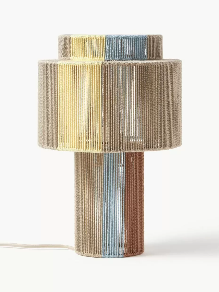 Nachttischlampen-Westwing Collection Tischlampe Lace aus Leinenfäden Mehrfarbig