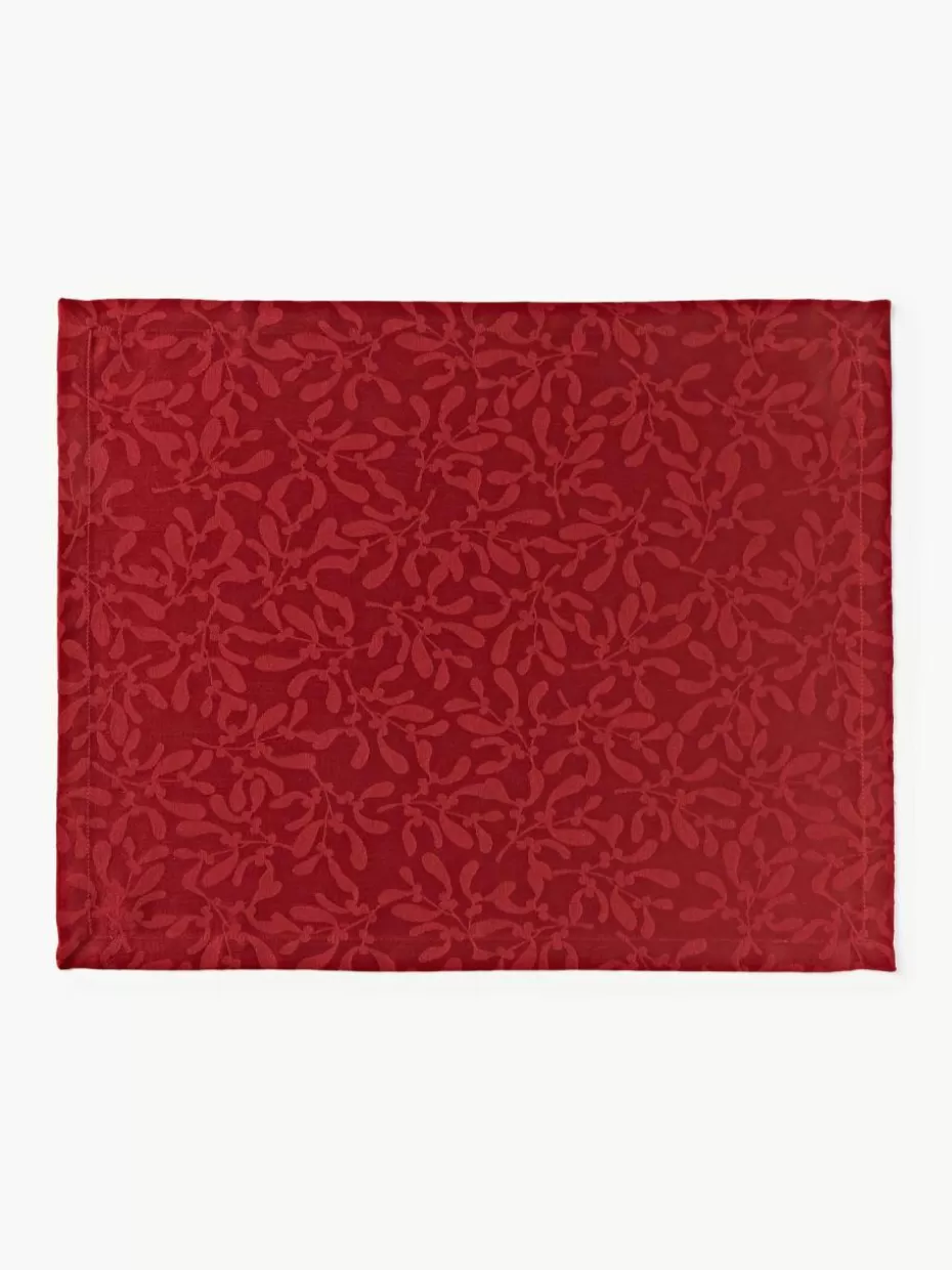 Tischsets-Westwing Collection Tischsets Hollyn mit winterlichem Motiv, 2 Stück Rot