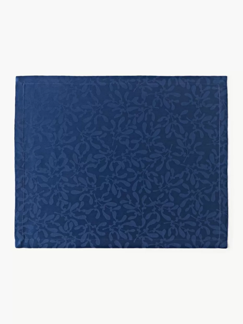 Tischsets-Westwing Collection Tischsets Hollyn mit winterlichem Motiv, 2 Stück Dunkelblau