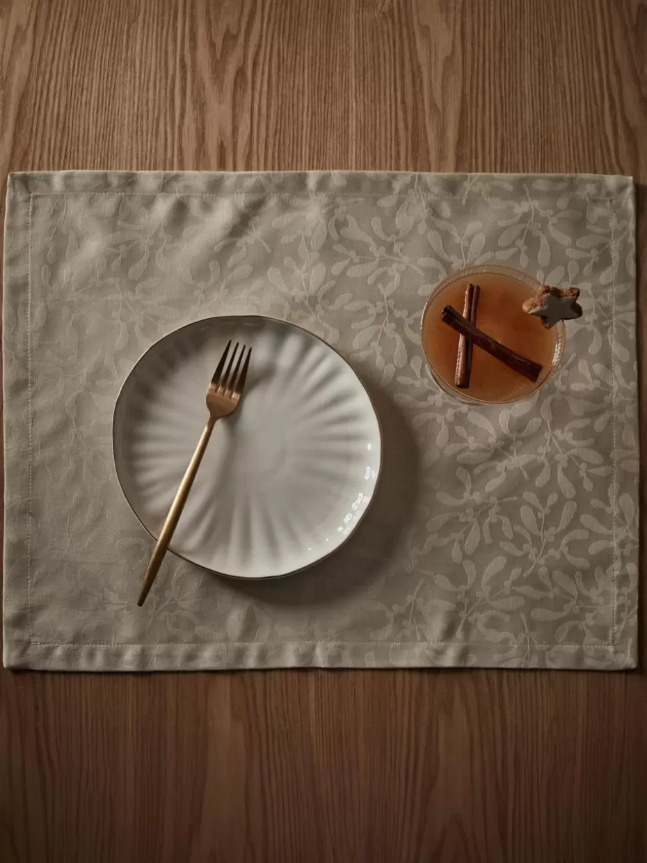 Tischsets-Westwing Collection Tischsets Hollyn mit winterlichem Motiv, 2 Stück Hellbeige