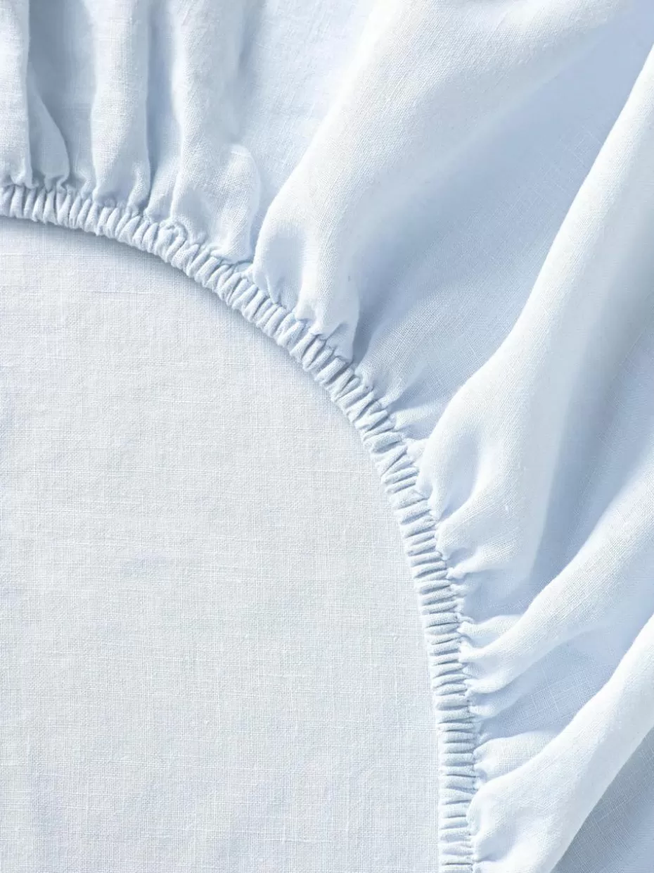 Spannbettlaken-Westwing Collection Topper-Spannbettlaken Airy, gewaschenes Leinen Hellblau