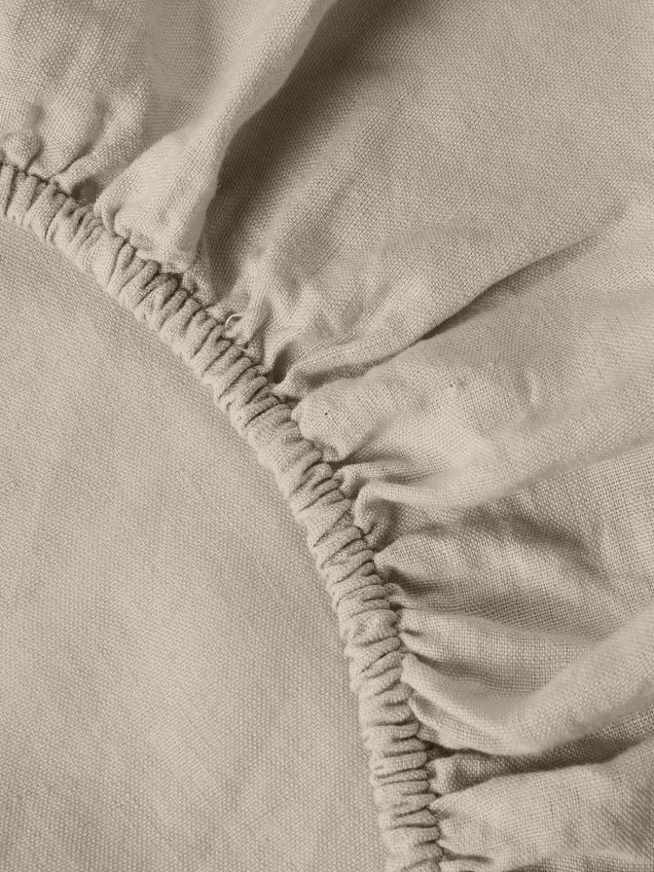 Spannbettlaken-Westwing Collection Topper-Spannbettlaken Airy, gewaschenes Leinen Beige