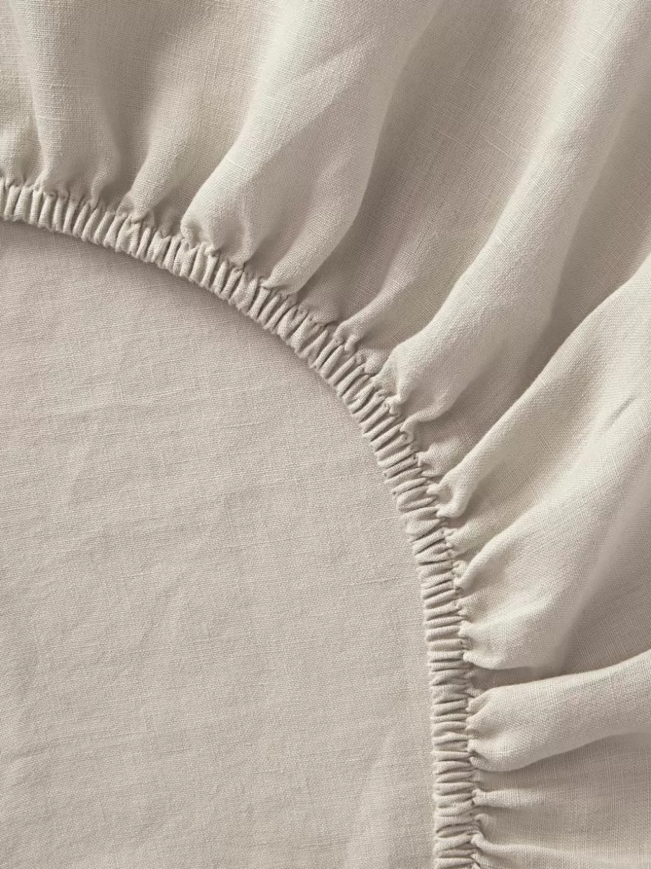 Spannbettlaken-Westwing Collection Topper-Spannbettlaken Airy, gewaschenes Leinen Hellbeige
