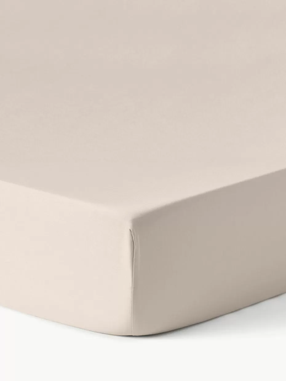 Spannbettlaken-Westwing Collection Topper-Spannbettlaken Comfort, Baumwollsatin Beige