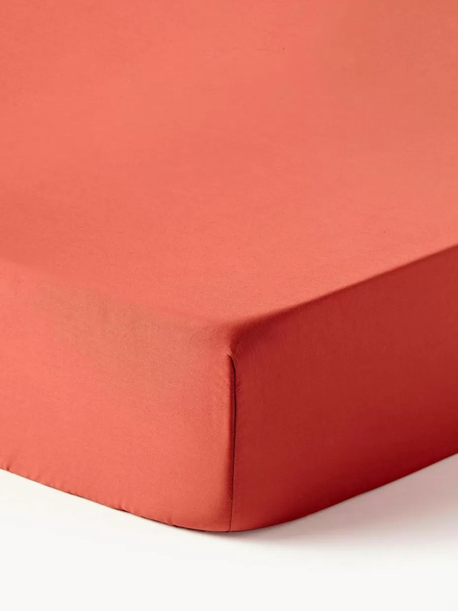 Spannbettlaken-Westwing Collection Topper-Spannbettlaken Comfort, Baumwollsatin Rostrot