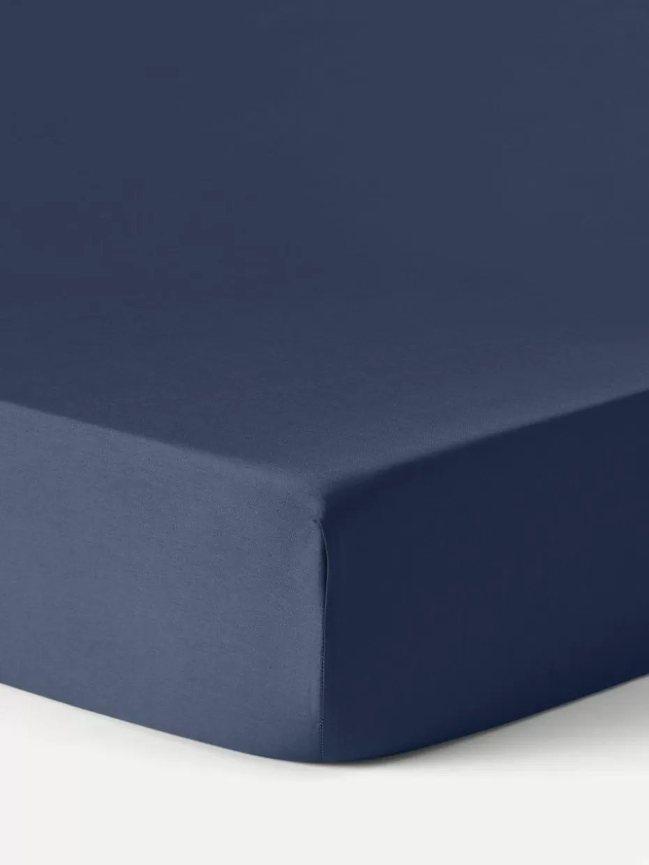 Spannbettlaken-Westwing Collection Topper-Spannbettlaken Comfort, Baumwollsatin Dunkelblau