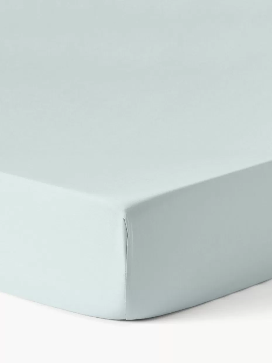 Spannbettlaken-Westwing Collection Topper-Spannbettlaken Comfort, Baumwollsatin Hellblau