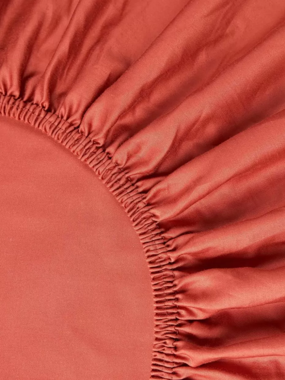 Spannbettlaken-Westwing Collection Topper-Spannbettlaken Comfort, Baumwollsatin Rostrot
