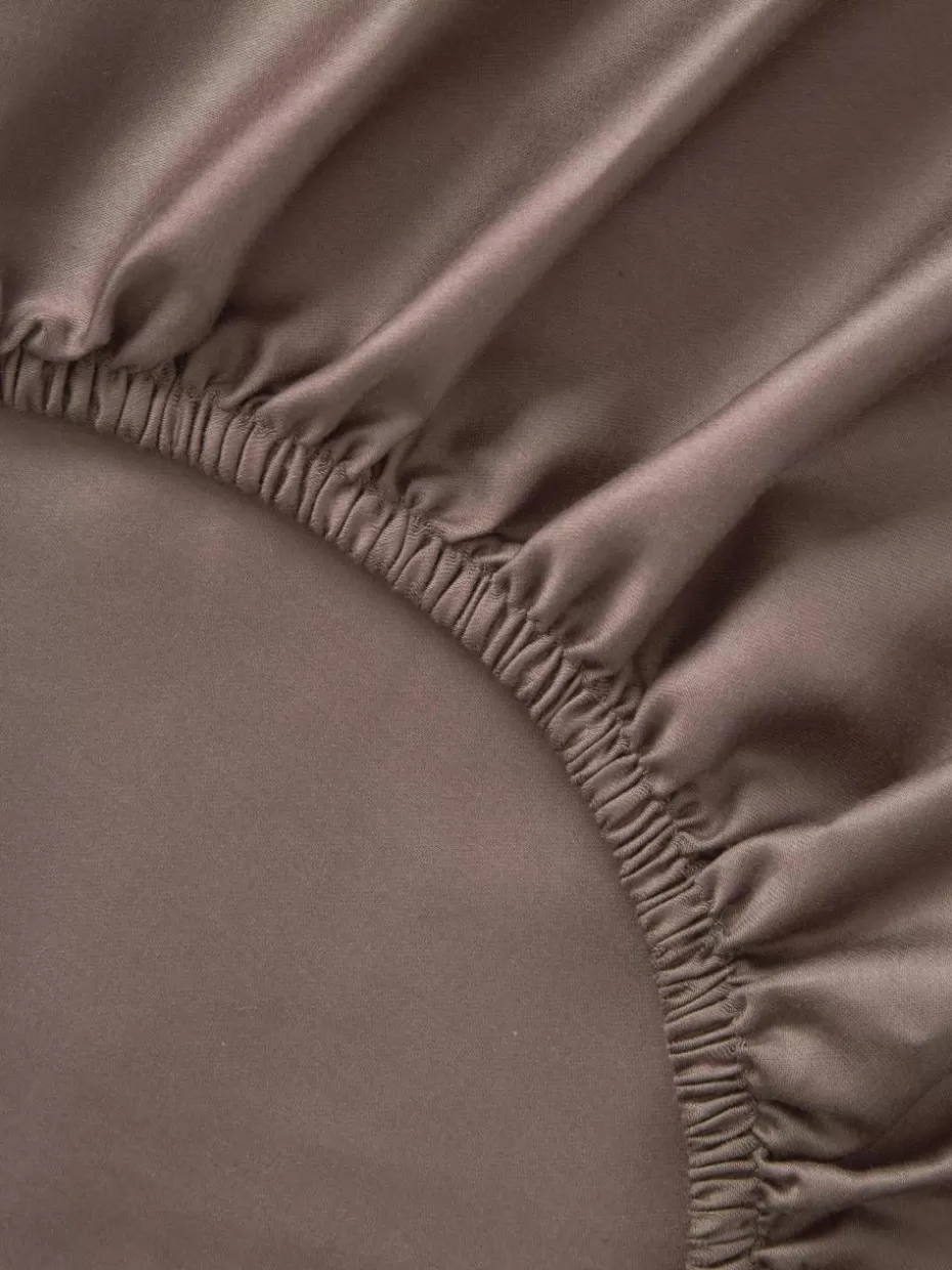 Spannbettlaken-Westwing Collection Topper-Spannbettlaken Comfort, Baumwollsatin Dunkelbraun