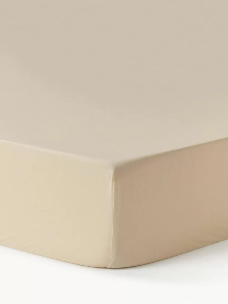 Spannbettlaken-Westwing Collection Topper-Spannbettlaken Elsie, Baumwollperkal Beige