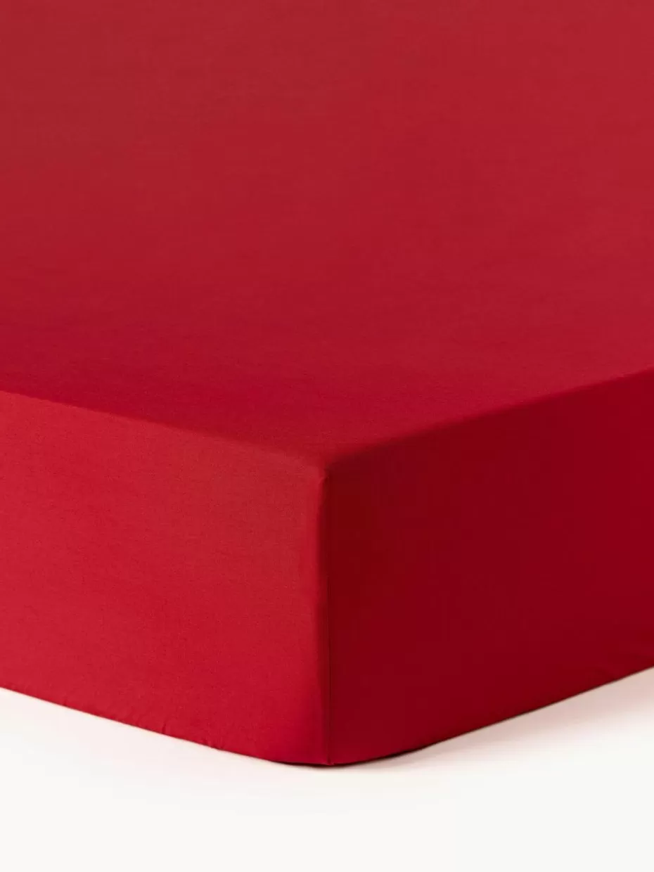 Spannbettlaken-Westwing Collection Topper-Spannbettlaken Elsie, Baumwollperkal Rot