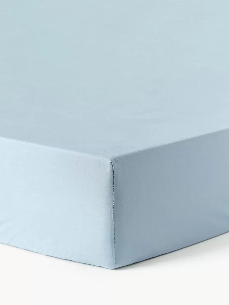 Spannbettlaken-Westwing Collection Topper-Spannbettlaken Elsie, Baumwollperkal Hellblau