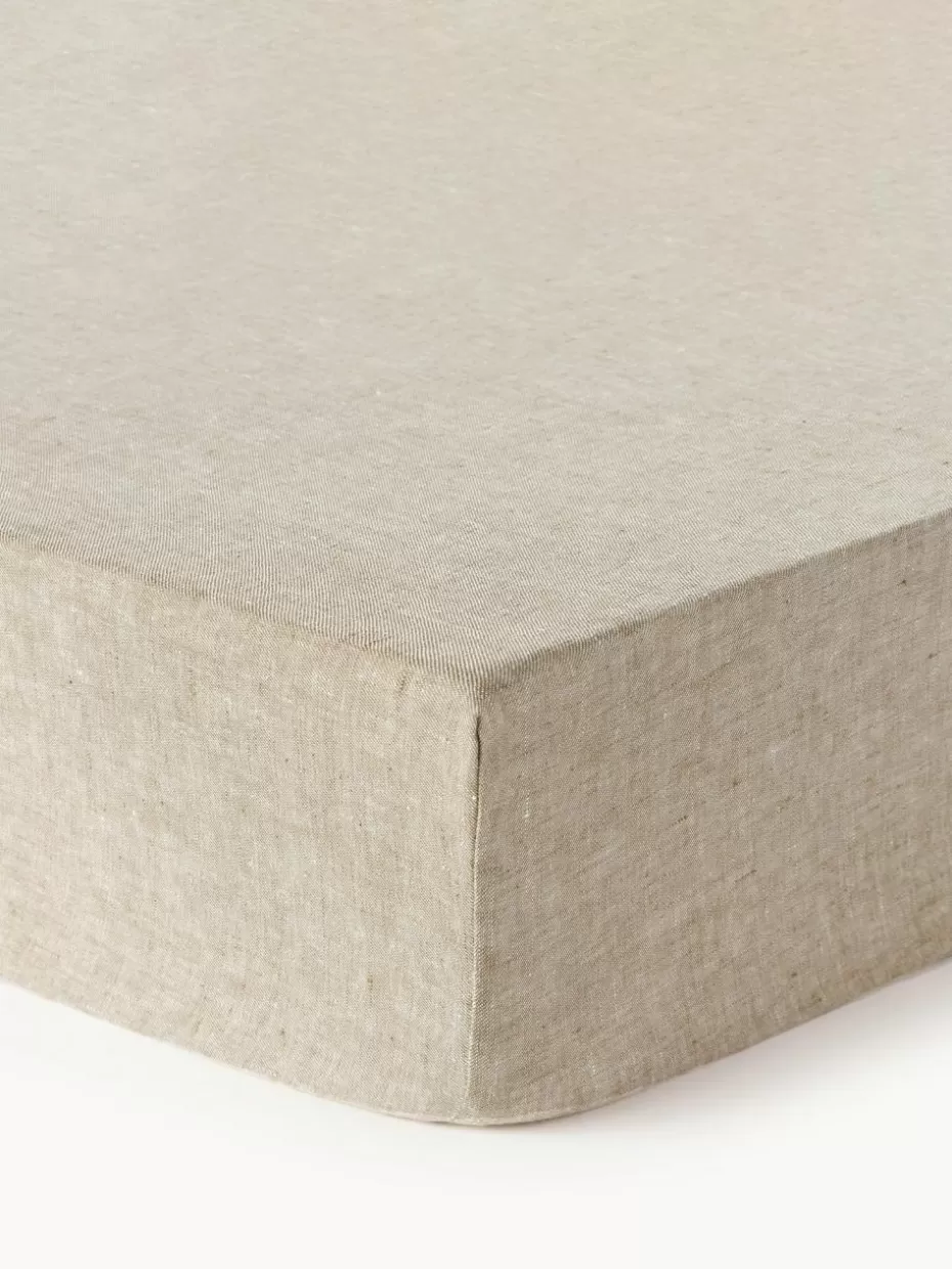Spannbettlaken-Westwing Collection Topper-Spannbettlaken Linna, Leinen Greige
