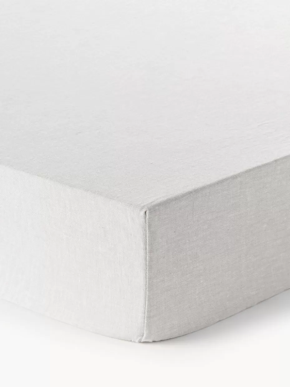 Spannbettlaken-Westwing Collection Topper-Spannbettlaken Linna, Leinen Hellgrau