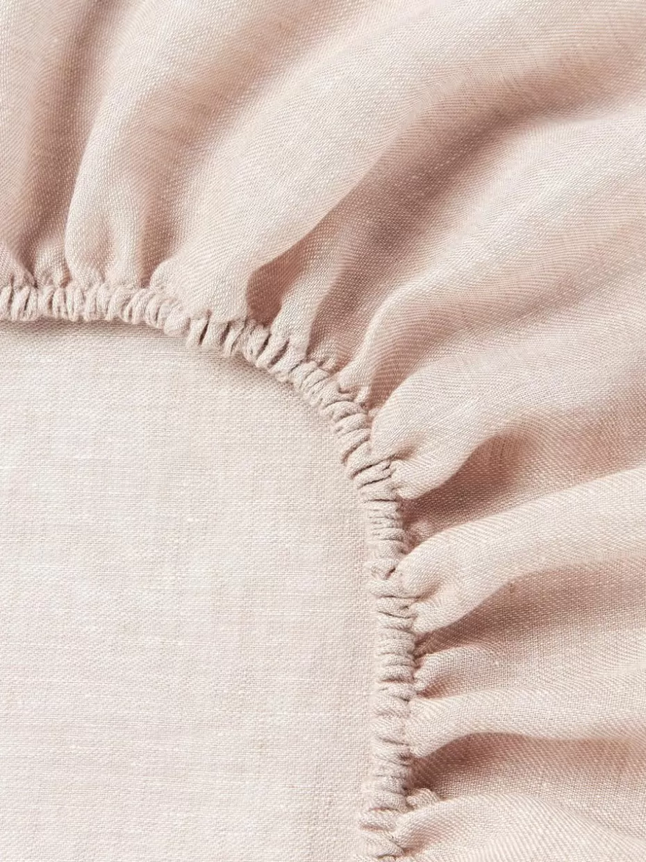 Spannbettlaken-Westwing Collection Topper-Spannbettlaken Linna, Leinen Mauve