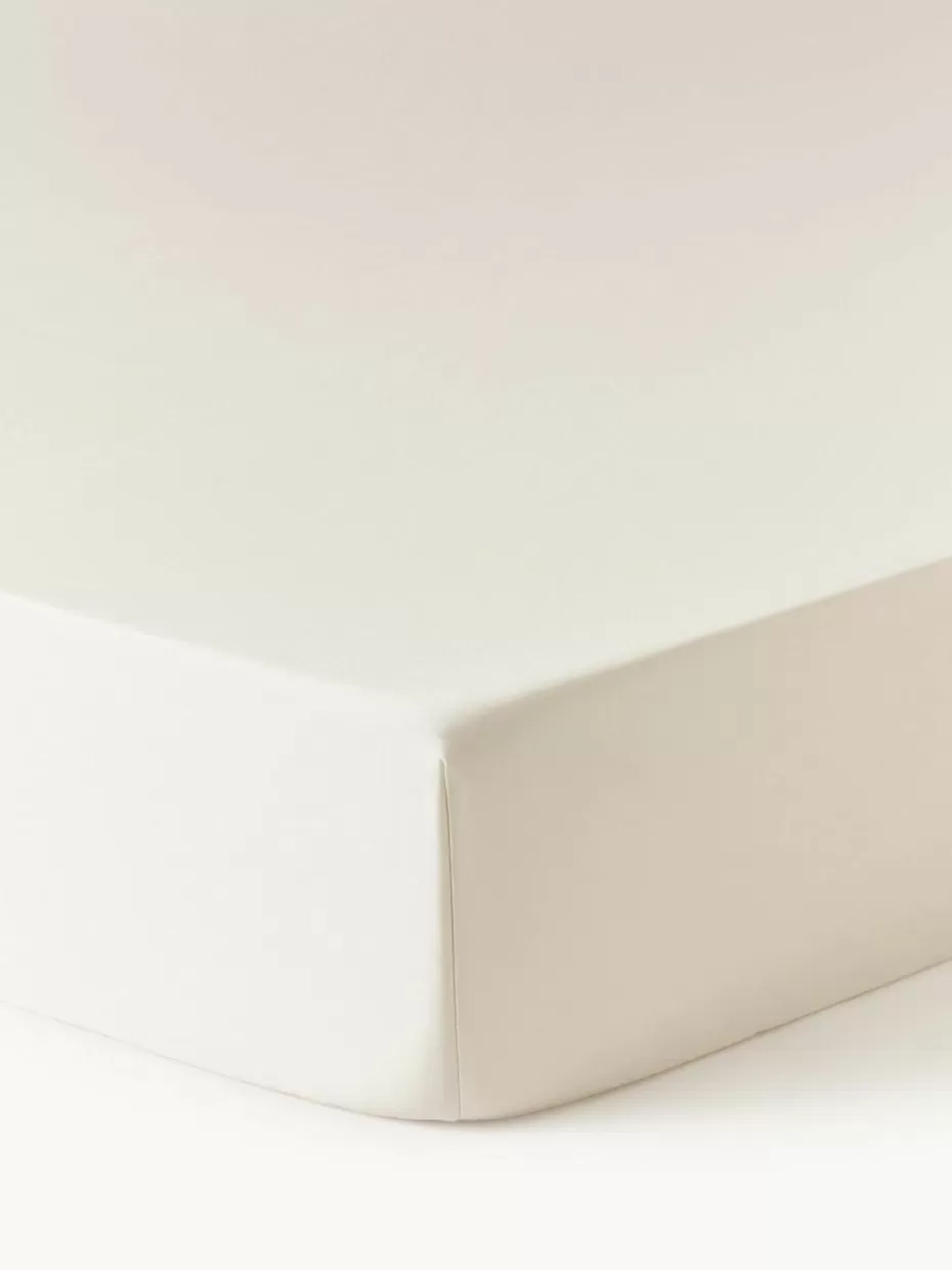 Spannbettlaken-Westwing Collection Topper-Spannbettlaken Premium, Baumwollsatin Hellbeige