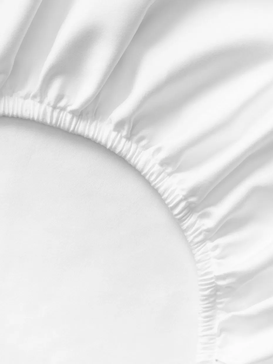 Spannbettlaken-Westwing Collection Topper-Spannbettlaken Premium, Baumwollsatin Weiß