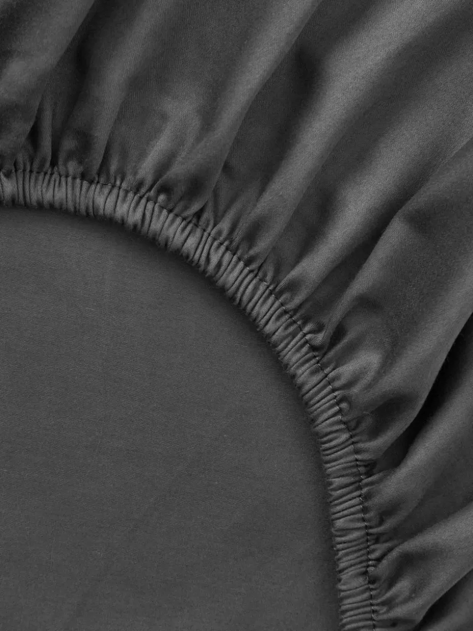 Spannbettlaken-Westwing Collection Topper-Spannbettlaken Premium, Baumwollsatin Dunkelgrau