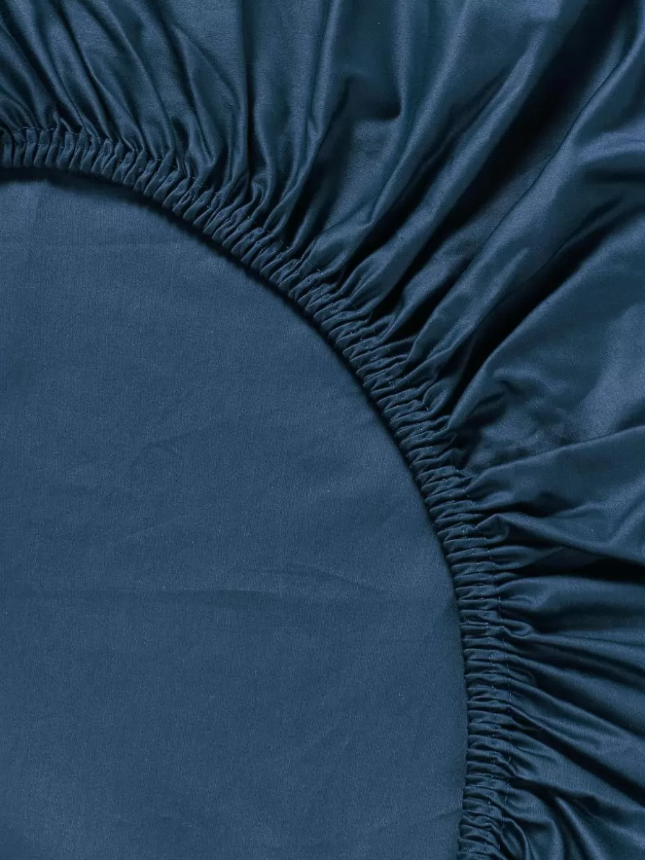 Spannbettlaken-Westwing Collection Topper-Spannbettlaken Premium, Baumwollsatin Dunkelblau