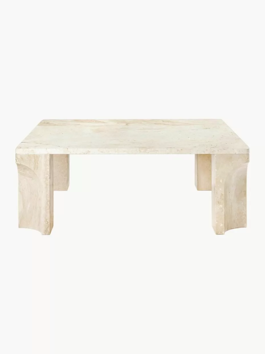 Couchtische-GUBI Travertin-Couchtisch Doric, B 80 cm Travertin Beigetöne