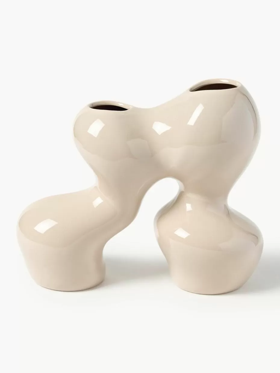 Vasen-Westwing Collection Vase Madhuri aus Steinzeug, H 25 cm Hellbeige