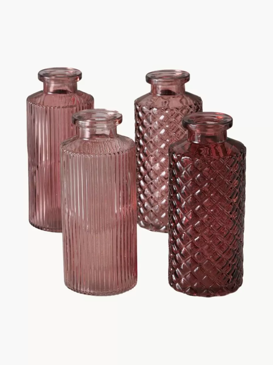 Vasen-Westwing Vasen Panja aus Glas, 4er-Set Rosatöne