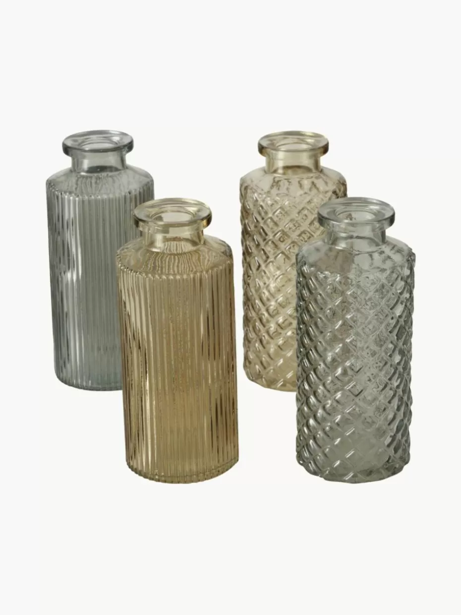 Vasen-Westwing Vasen Panja aus Glas, 4er-Set Beige- und Grautöne, transparent