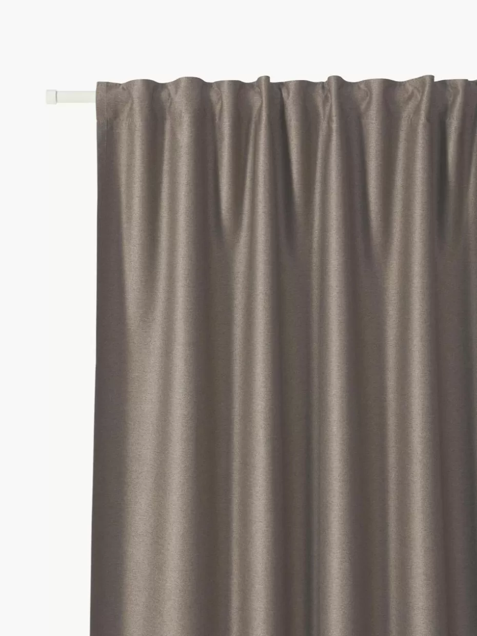Vorhänge-Westwing Collection Verdunklungsvorhang Asher mit Multiband, 2 Stück Taupe