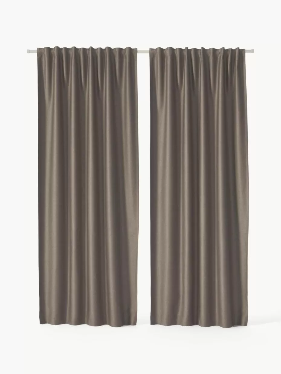 Vorhänge-Westwing Collection Verdunklungsvorhang Asher mit Multiband, 2 Stück Taupe