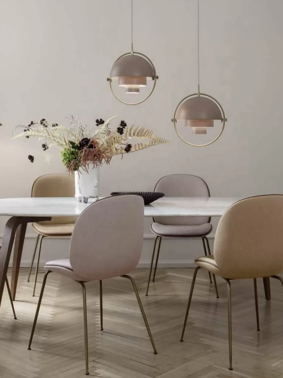 Pendelleuchten-GUBI Verstellbare Pendelleuchte Multi-Lite Peach matt, Goldfarben glänzend
