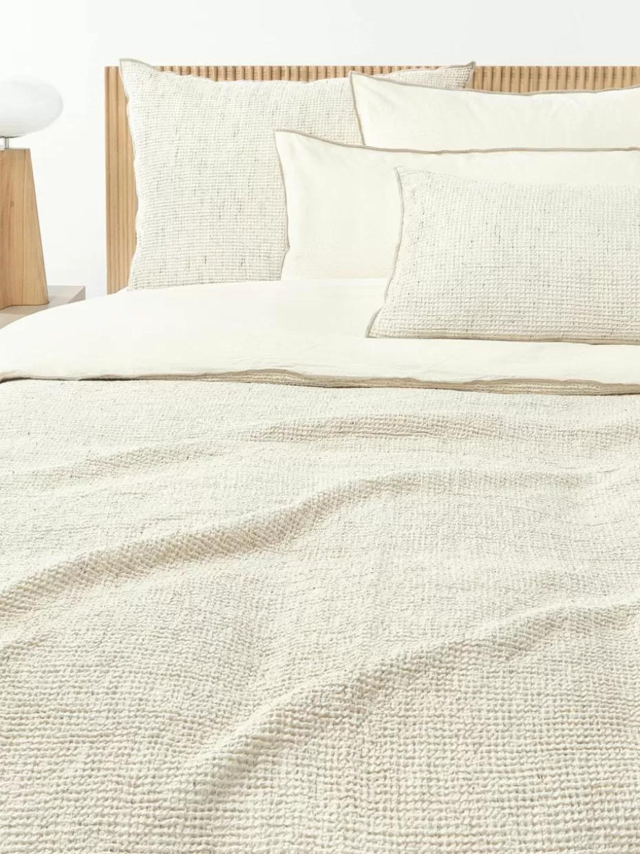 Bettwäsche-Westwing Collection Waffelpiqué-Bettdeckenbezug Clemente Hellbeige, Off White