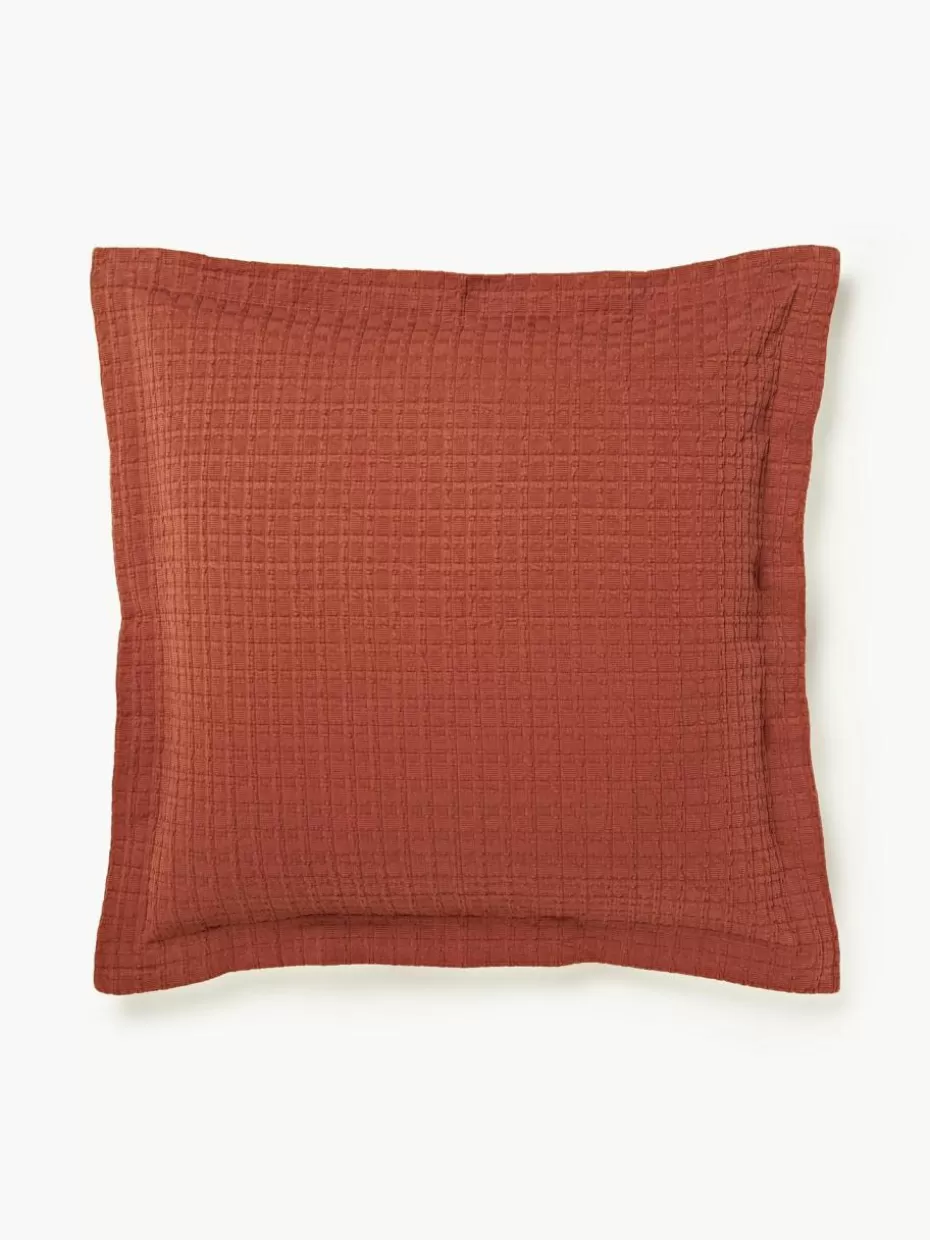 Dekokissen-Westwing Collection Waffelpiqué-Kissenhülle Orville mit Stehsaum Rostrot