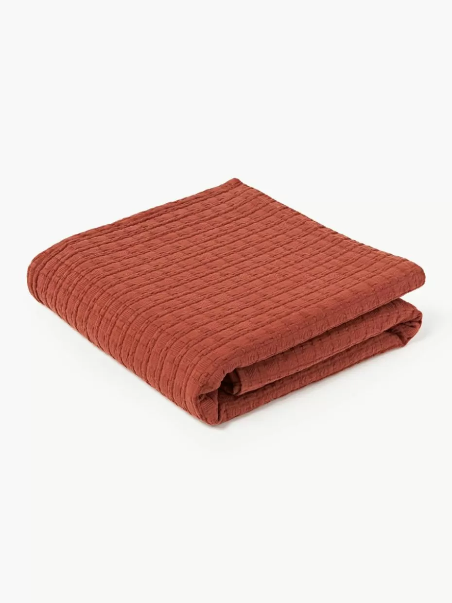Tagesdecken & Bettüberwürfe-Westwing Collection Waffelpiqué-Tagesdecke Orville Rostrot