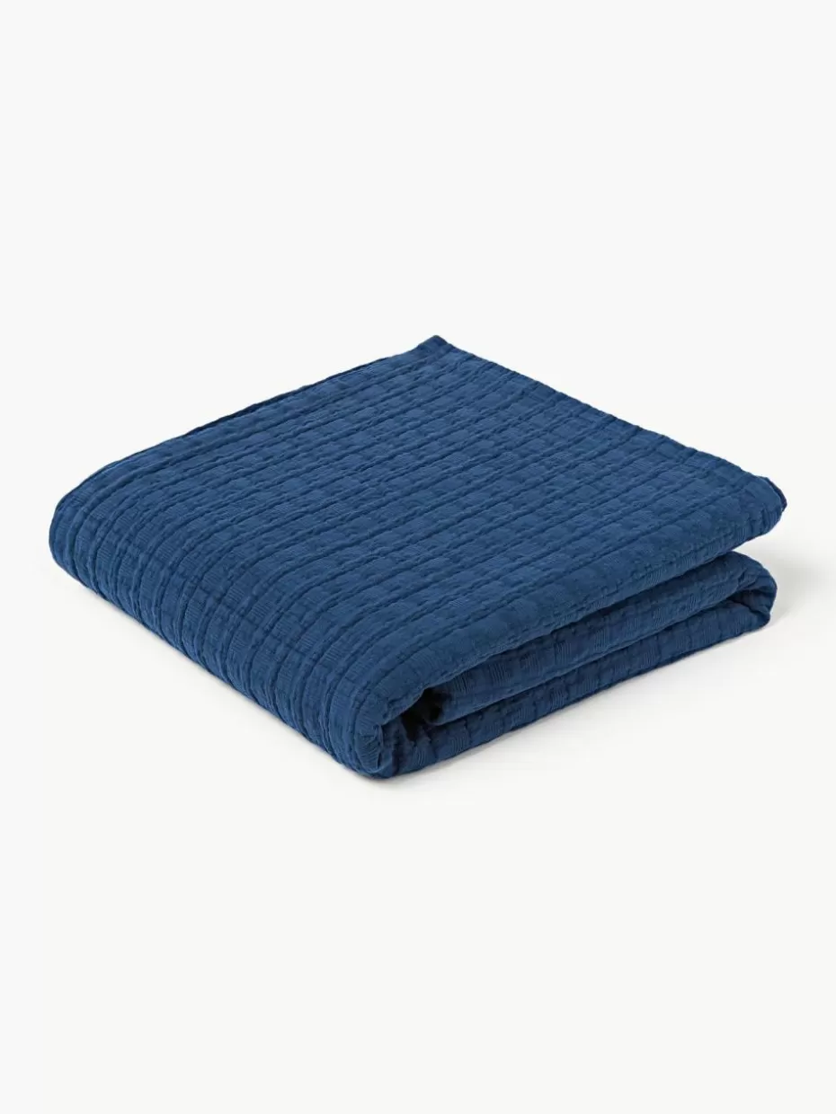 Tagesdecken & Bettüberwürfe-Westwing Collection Waffelpiqué-Tagesdecke Orville Dunkelblau