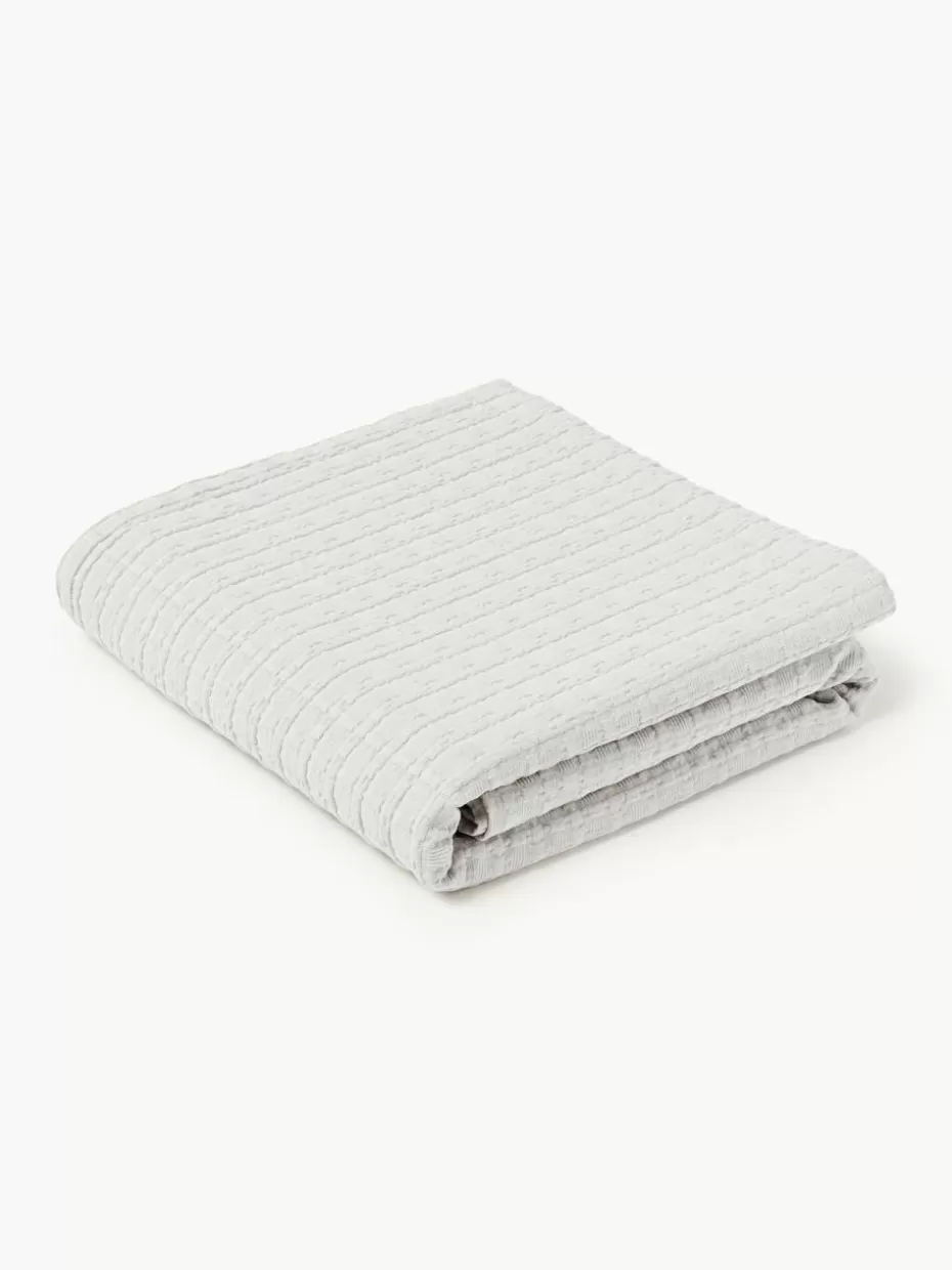 Tagesdecken & Bettüberwürfe-Westwing Collection Waffelpiqué-Tagesdecke Orville Hellgrau