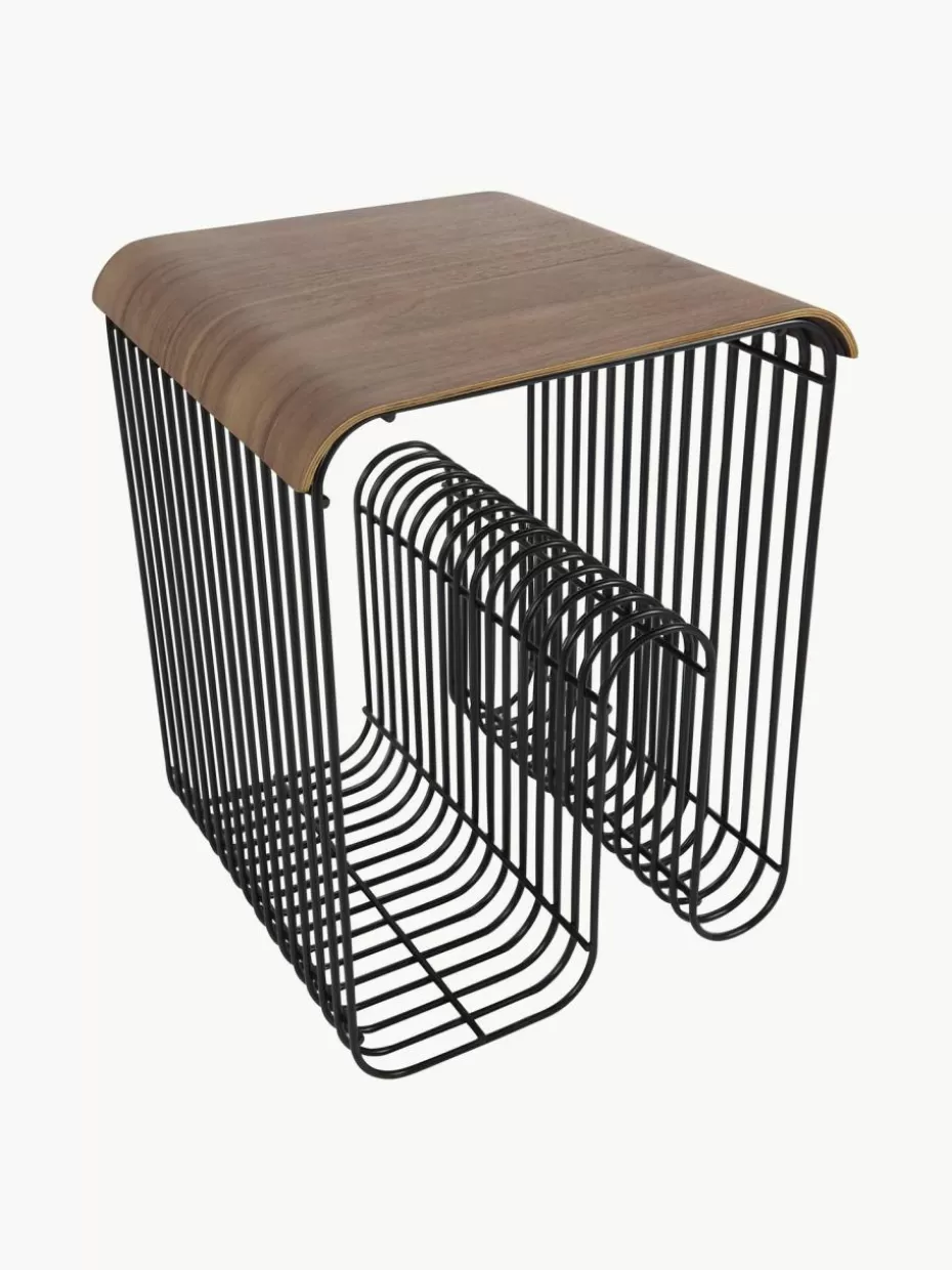 Hocker | Beistelltische-Aytm -Platte Curva für Hocker Walnussholz