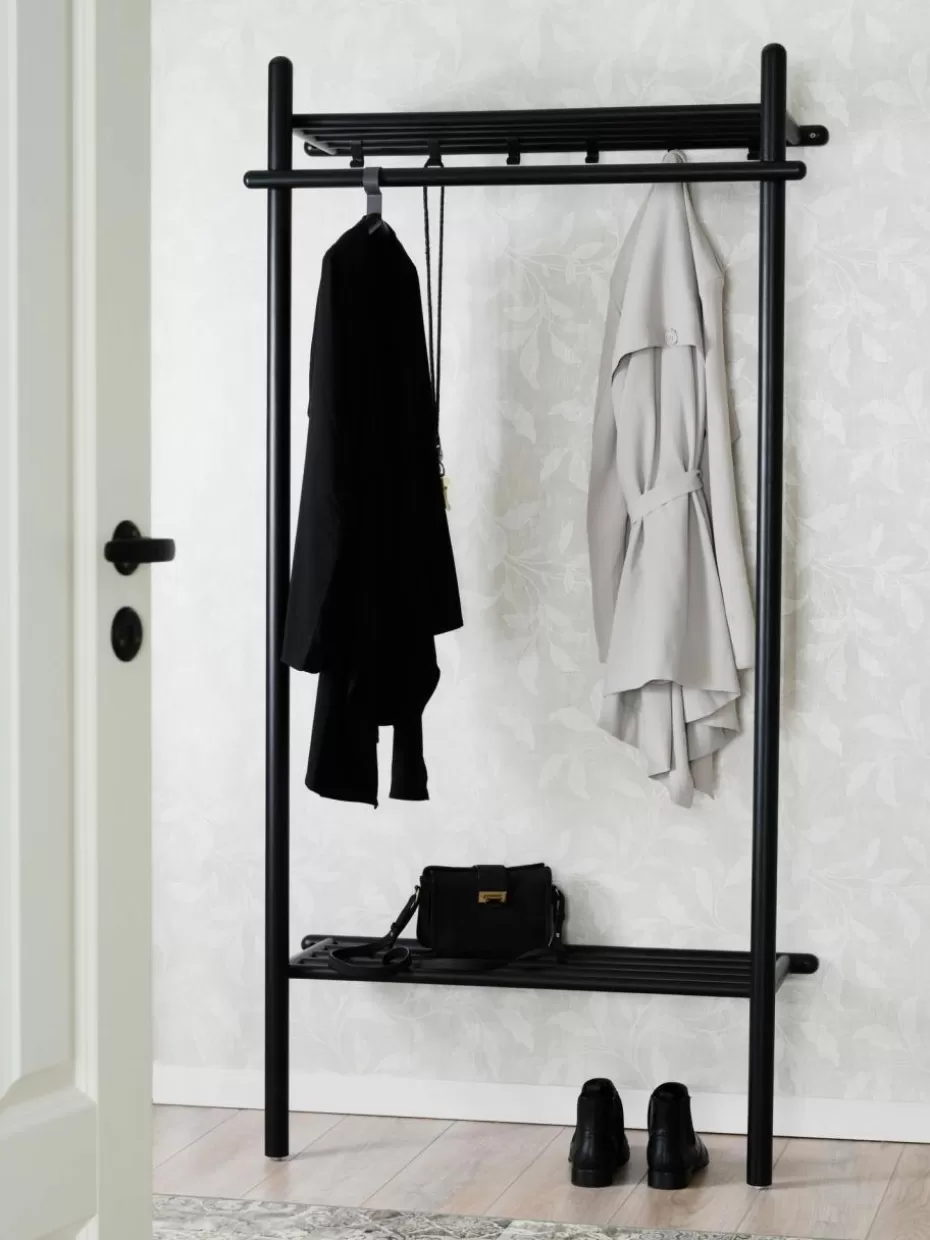 Garderoben-Rowico Wandgarderobe Milford aus Eichenholz Schwarz