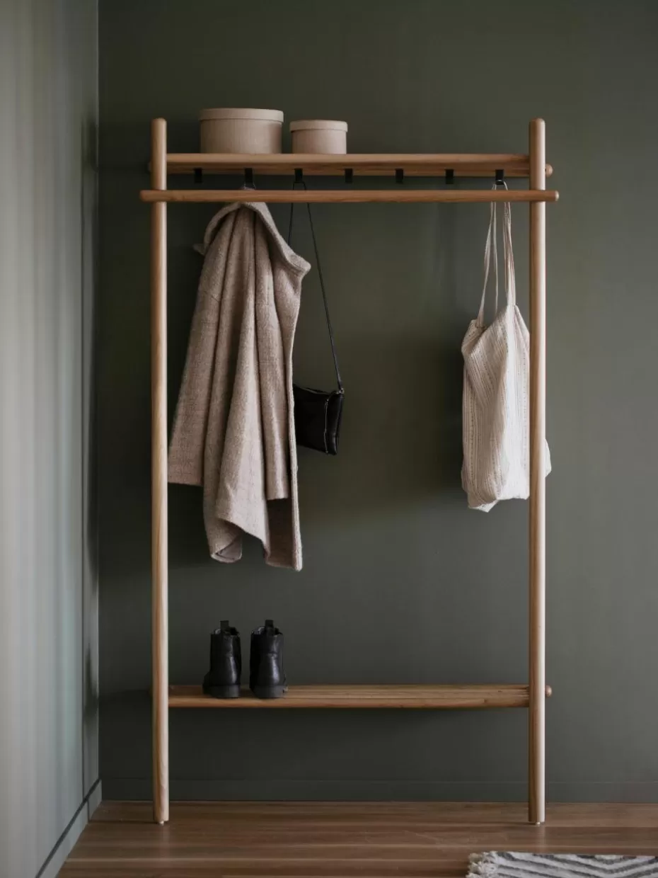 Garderoben-Rowico Wandgarderobe Milford aus Eichenholz Eichenholz, Schwarz