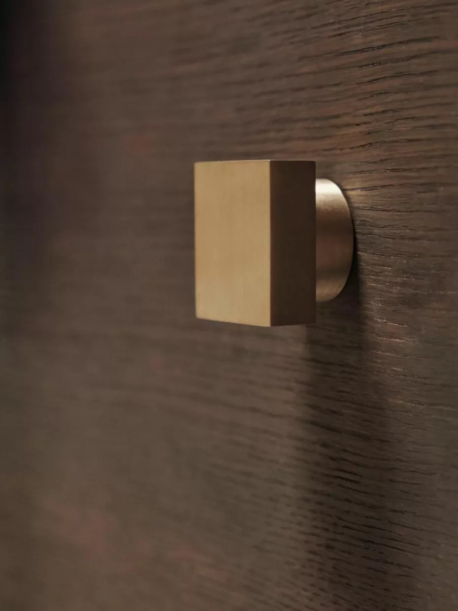 Garderoben-ferm LIVING Wandhaken Square aus Messing Messing, matt