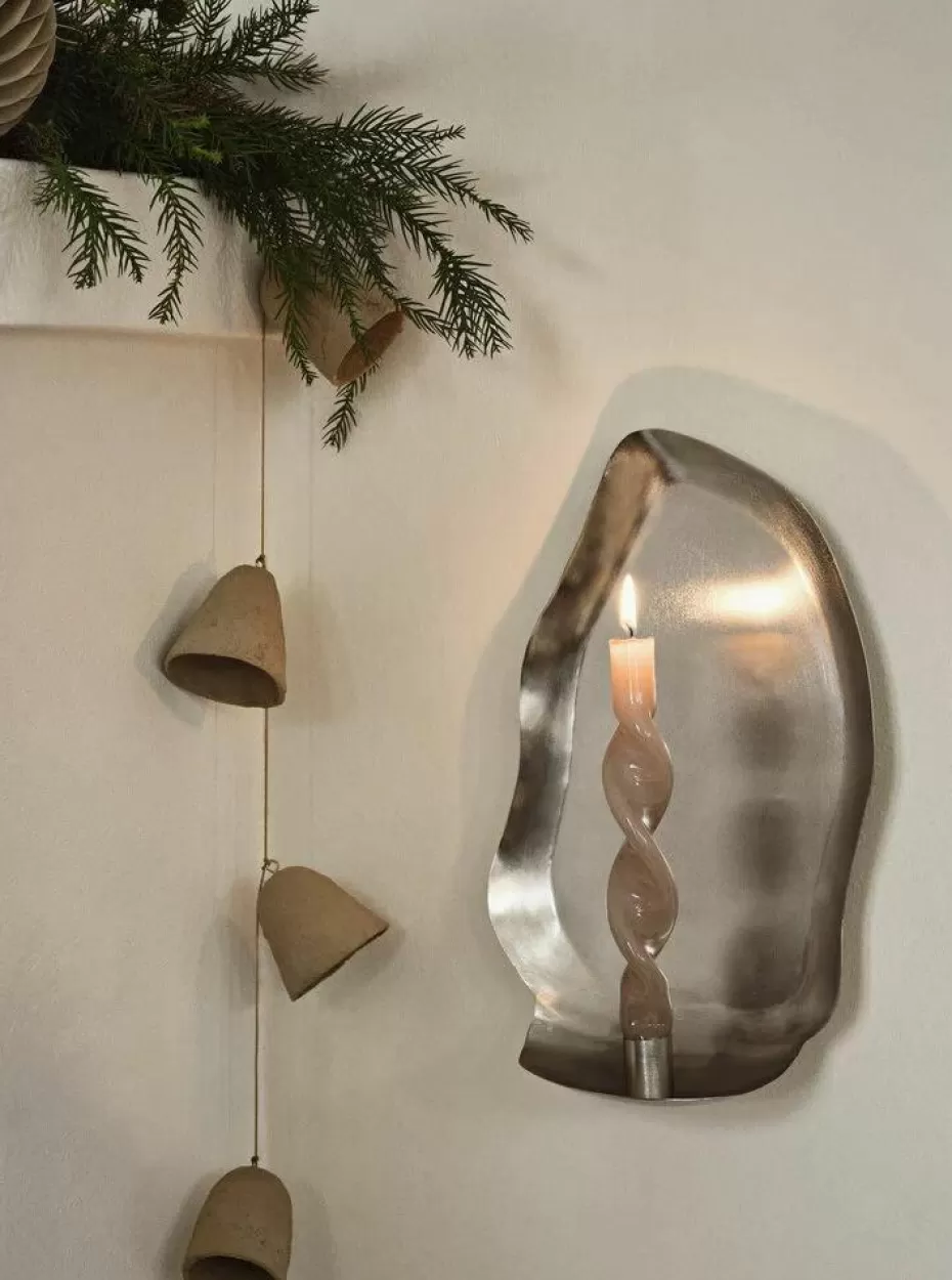 Kerzenständer & Kerzenhalter-Broste Copenhagen Wandkerzenhalter Mie Silberfarben, satiniert