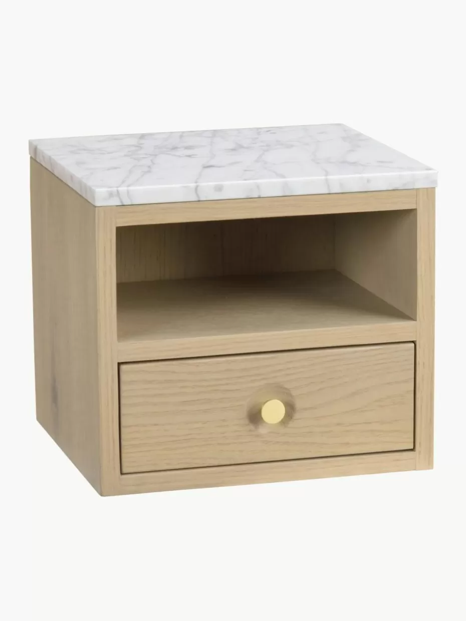 Nachttische-Rowico Wand-Nachttisch Whitmore mit Marmorplatte