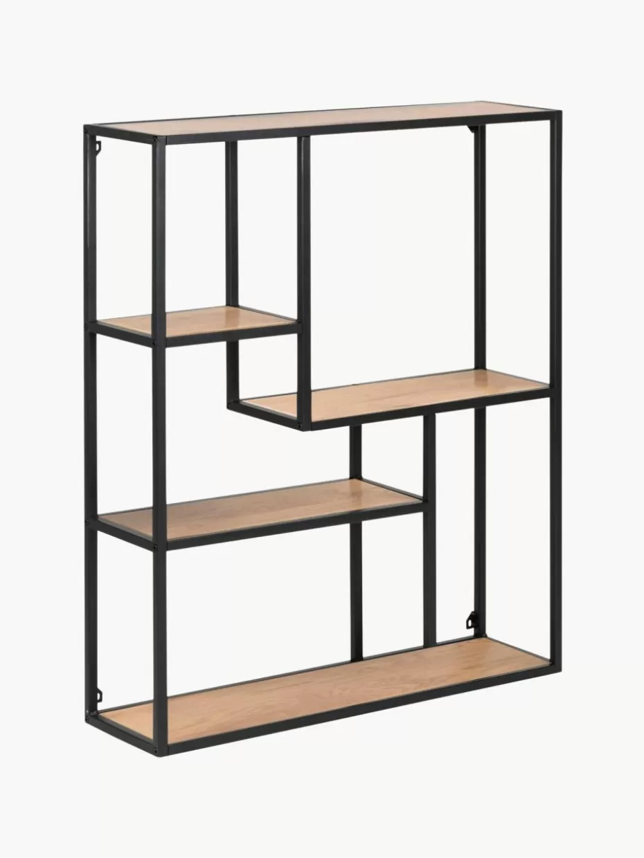 Regale-Westwing Wandregal Seaford Beige in Holzoptik, Schwarz