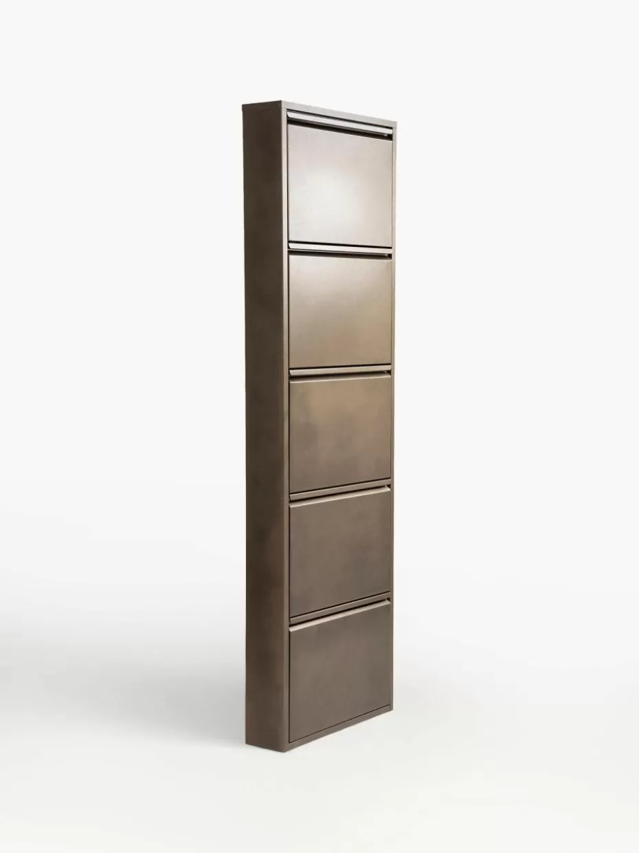 Schuhschränke & Schuhregale-Kare Design Wand-Schuhschrank Caruso mit Klappfächern Goldfarben mit Antik-Finish