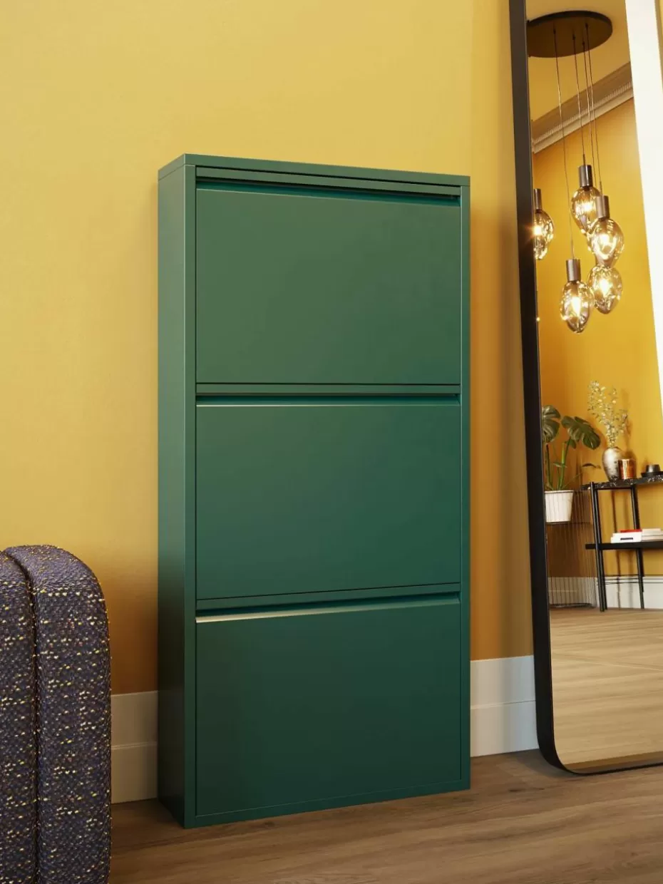 Schuhschränke & Schuhregale-Kare Design Wand-Schuhschrank Caruso mit Klappfächern Petrol