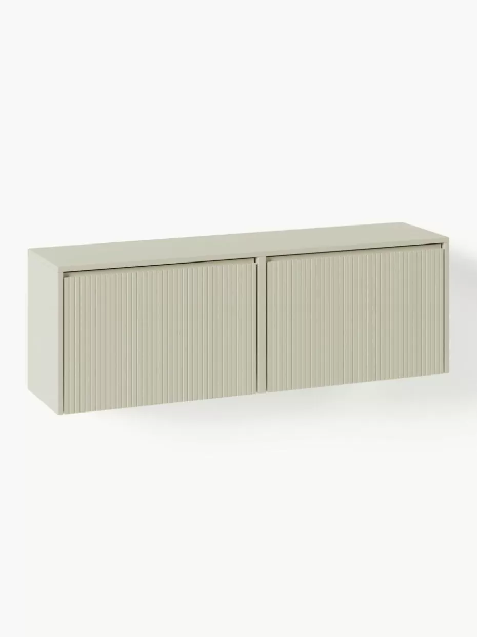 Schuhschränke & Schuhregale-Westwing Collection Wand-Schuhschrank Shea mit Klappfächern und geriffelter Front Hellbeige